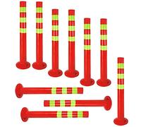 Juego de 10 postes de plástico - Altura 72,5 cm de bloqueo reflectante para almacén, aparcamiento con soporte, fijación con tornillos - Soporte de barrera - Parque postes guía bolardos