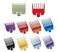 Juego de 10 protectores para cortadora, compatibles con la mayoría de las cortadoras Wahl. Guías de repuesto con código de colores. Peines profesionales para corte de cabello de 1,5 mm a 25 mm.