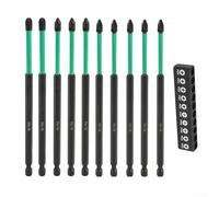 Juego de 10 puntas de destornillador magnéticas para conductores eléctricos y manuales de 1/4 pulgadas compatibles con tipos de cabeza de lote PZ2 PZ3 PH2 (150 mm)