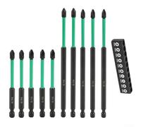 Juego de 10 puntas de destornillador magnéticas para conductores eléctricos y manuales de 1/4 pulgadas compatibles con tipos de cabeza de lote PZ2 PZ3 PH2 (90+150 mm)