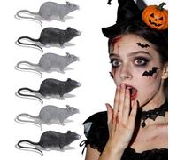 Juego de 10 Ratones de Juguete Falsos Realistas - Ratón de Plástico Mediano de 22 Cm para Decoraciones de Halloween - Juguetes de Broma Aterradores, Paquete de Ratones Falsos para Casas Embrujadas,