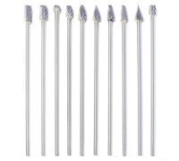 Juego de 10 rebabas de carburo de corte único con vástago de 3 mm de diámetro, 100 mm de longitud para uso en cobre, aluminio, acero, hierro, madera y piedra