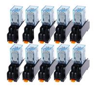 Juego de 10 relés de bobina de propósito general MY2P HH52P MY2NJ de 12 V, 24 V CC/110 V, 220 V CA con base de zócalo(AC,12V)