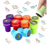 Juego de 10 sellos de dinosaurios, sellos de elogio y ánimo para niños, adorables sellos de dibujos animados, colección de sellos de dinosaurios para niños.