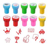 Juego de 10 sellos para profesores, sellos de elogio y ánimo para niños, adorables sellos de dibujos animados, juego de sellos de recompensa para jóvenes.