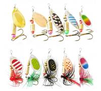 Juego de 10 señuelos artificiales, con caja de almacenamiento para trucha, perca, lucioperca, salmón, lucio, ballena