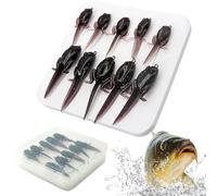 Juego de 10 señuelos de pesca artificiales con estériles sin hierbas | Señuelos flotantes de rana para trucha, lucio y peces | Cebo para lago, río, estanque y sal al y tú