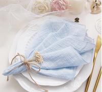 Juego de 10 servilletas de Gasa Lavables de algodón Suave 100% Natural, Bodas, Decorativas, cenas, Familiares y Uso Diario (Azul Claro, 10 Unidades)
