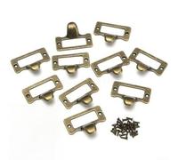 Juego de 10 soportes para etiquetas de cajón de gabinete de latón antiguo con marcos para organizar archivos y objetos pequeños