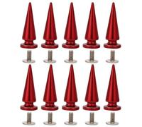 Juego de 10 tachuelas de Metal con remaches de cobre, 10x26mm, picos y tachuelas en forma de cono, remaches de árbol para manualidades de cuero, bolsa, ropa y zapatos (10 * 26mm colorido rojo)
