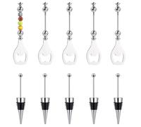 Juego de 10 tapones de vino con cuentas para abrir cerveza, 5 tapones decorativos y de aleación reutilizables para botellas.