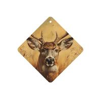 Juego de 10 tarjetas ambientadoras con estampado de ciervo salvaje, hojas colgantes perfumadas para coche, para decoración de coche