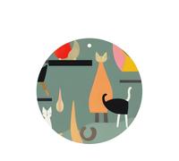 Juego de 10 tarjetas ambientadoras de arte moderno de mediados de siglo, diseño de gatos, hojas colgantes perfumadas para coche, para decoración de coche