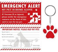 Juego de 10 tarjetas de alerta de emergencia para mascotas, llavero acrílico de 2 x 3.5 pulgadas, My Dog or Cat is at Home Alone, etiqueta de alerta de emergencia, tarjeta de contacto con llamada de