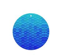 Juego de 10 tarjetas de ambientador con diseño de escamas de pez sirena azul océano, hojas colgantes perfumadas para coche, para decoración de coche