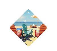 Juego de 10 tarjetas de ambientador con diseño de sillas de playa y paisajes, hojas colgantes perfumadas para coche, para decoración de coche