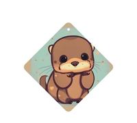 Juego de 10 tarjetas de ambientador con estampado de nutria bonita, hojas colgantes perfumadas para coche, para decoración de coche