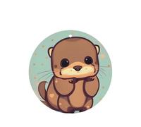 Juego de 10 tarjetas de ambientador con estampado de nutria bonita, hojas colgantes perfumadas para coche, para decoración de coche