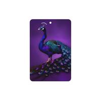 Juego de 10 tarjetas de ambientador con estampado de pavo real morado, hojas colgantes perfumadas para coche, para decoración de coche