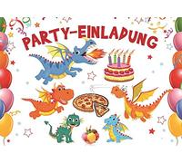 Juego de 10 tarjetas de invitación para cumpleaños infantiles, diseño de dinosaurios y dragones