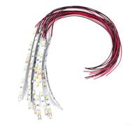 Juego de 10 tiras LED blancas flexibles precableadas con cable de 20 cm con 6 luces SMD para pistas de tren modelo e interiores de casa de muñecas que funcionan con alimentación de 12 V a 18 V (luz