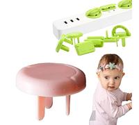 Juego de 10 tomas de corriente para niños, protección de enchufe eléctrico con asa, antichoque eléctrico, fácil de instalar, sin llave, para seguridad y protección para bebés y niños (Rond Rose)