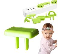 Juego de 10 tomas de corriente para niños, protector de enchufe eléctrico con asa, antichoque eléctrico, fácil de instalar, sin llave, para seguridad y protección para bebés y niños (cuadrado verde)