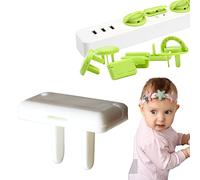 Juego de 10 tomas de corriente para niños, protector de enchufe eléctrico con asa, antichoque eléctrico, fácil de instalar, sin llave, para seguridad y protección para bebés y niños (cuadrado blanco)