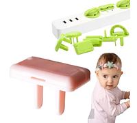 Juego de 10 tomas de corriente para niños, protector de enchufe eléctrico con asa, antichoque eléctrico, fácil de instalar, sin llave, para seguridad y protección para bebés y niños (cuadrado rosa)