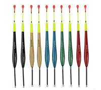 Juego de 10 topes de pesca de madera de abeto bala para boya de balsa, pintados impermeables y cola de señal para una mayor visibilidad de la línea de pesca