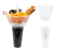 Juego de 10 vasos para aperitivos 2 en 1 con cuenco reutilizable y vaso de 500 ml - Vasos de fiesta con pajita para patatas fritas, palomitas de maíz, dulces y mucho más - To-Go Cup para viajes coche