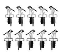 Juego de 10 vertidores de botellas de aceite y dispensador de vinagre para botellas con junta de goma para botellas, dispensador de aceite, color plateado
