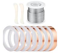 Juego de 10 vidrieras con carretes de soldadura y cinta de aluminio de cobre de varios tamaños, suministros para manualidades fáciles de usar