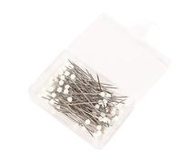 Juego de 100 agujas de coser de 38 mm, agujas de tejer con cabeza de cristal, agujas de tejer con bolas de colores para joyería de modista (blanco)
