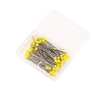 Juego de 100 agujas de coser de 38 mm, agujas de tejer con cabeza de cristal, agujas de tejer con bolas de colores para joyería de modista (amarillo)