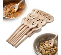 Juego de 100 cucharas de madera de haya, 20 cm, con muesca "sonrisa"