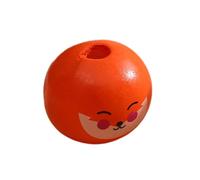 Juego de 100 cuentas redondas de animales de 20 mm con cara de bola de madera con agujero para hacer collares y joyas