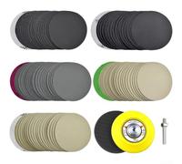 Juego de 100 discos de lija de carburo de silicio seco y húmedo de 75 mm con almohadilla de espuma para pulido de madera y metal, 3 pulgadas y