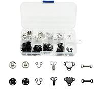 Juego de 100 ganchos y ojales de costura, 3 estilos de cierres de gancho y ojal, kit de broches de costura, anillos de metal, juego de cierres de botones a presión fijos para faldas, sujetadores