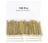 Juego de 100 horquillas rubias para el pelo para mujeres y niñas, horquillas onduladas de primera calidad con caja de almacenamiento, adecuadas para todo tipo de cabello (dorado, 2 pulgadas)