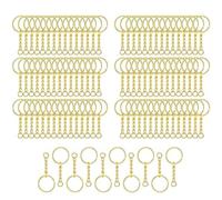 Juego de 100 llaveros con cadena y anillos abiertos de 24 mm para manualidades, joyas, llaves, colgantes, llaveros dorados