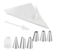 Juego de 100 mangas pasteleras + 6 boquillas de pastelería + 1 embrague para boquillas pasteleras + 1 cepillo de limpieza, mangas pasteleras profesionales para decorar pasteles, tartas y galletas