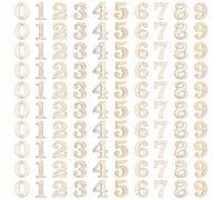 Juego de 100 números de madera del 0 al 9, números de fieltro, naturales y mixtos, mini sin acabar, calendario en blanco