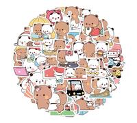 Juego de 100 pegatinas de Panda Bubu Dudu para niños, resistentes al agua, pegatinas de PVC, divertidas pegatinas de patrón de animales para ordenador portátil, monopatín, scrapbook, botella de agua
