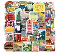 Juego de 100 pegatinas para atracciones de viaje, decorativas, impermeables, fáciles de quitar, estilo retro