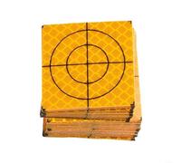Juego de 100 pegatinas reflectoras para estación total, 20/30/40/50/60 mm, acrílico amarillo, objetivo para topografía, túnel, construcción de puentes, vigilancia de edificios con retícula (50 x 50 mm