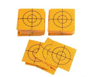 Juego de 100 pegatinas reflectoras para estación total, 20/30/40/50/60 mm, acrílico amarillo, objetivo para medición, túnel, construcción de puentes, vigilancia de edificios con retícula, 40 x 40 mm