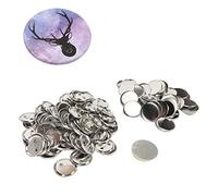 Juego de 100 piezas de botones en redondos, botones de metal, para hacer botones, accesorios para insignias, manualidades, bricolaje (50 mm)