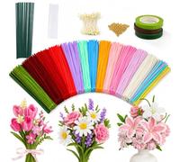 Juego de 1000 limpiadores de pipas de flores, 18 colores, no se decolora, fácil de doblar, fácil de usar, limpiador de pipas para ramos de flores, juego creativo, decoración