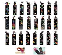 Juego de 104 piezas de dinosaurios para rascar para niños, marcadores de papel para rascar, mágicos personalizados, marcadores de adorno de unicornio para niños con bolígrafos y cintas de madera